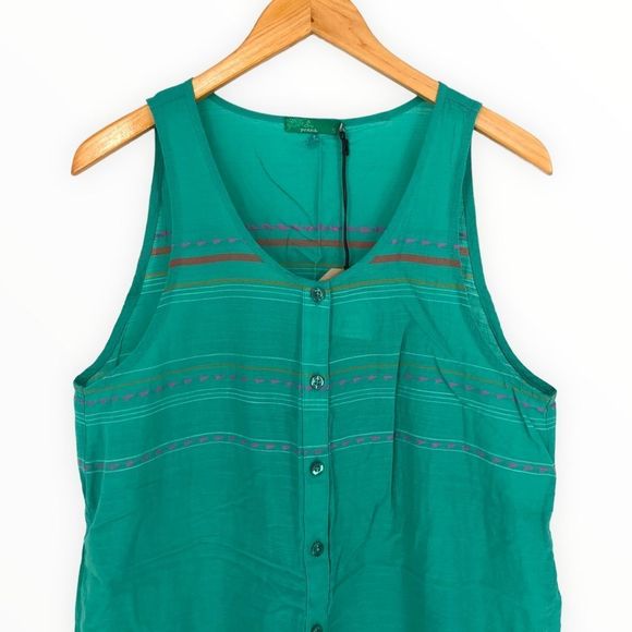 Prana Marigold Tunic Turquoise Striped Embroidered NWT size Small - Picture 3 of 12